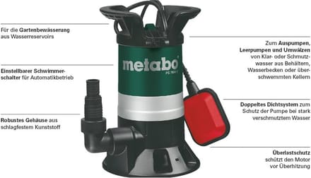 Waterpomp met Verstelbare Floatschakelaar - 240V, 450W, 200 mm x 310 mm