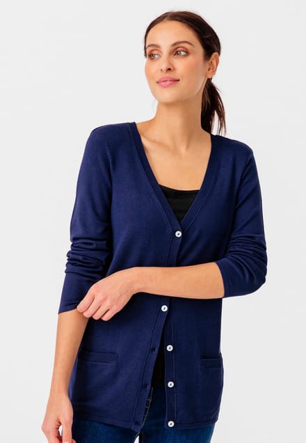Damart - Cardigan met knopen, fijn tricot - Dames - Blauw - L
