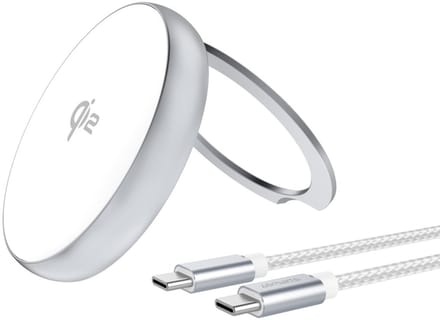 4Smarts Qi2 Draadloze MagSafe Oplader met Kickstand 15W Zilver / Wit