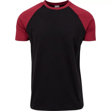 Urban Classics - Raglan Contrast Heren Tshirt - 5XL - Zwart/Rood