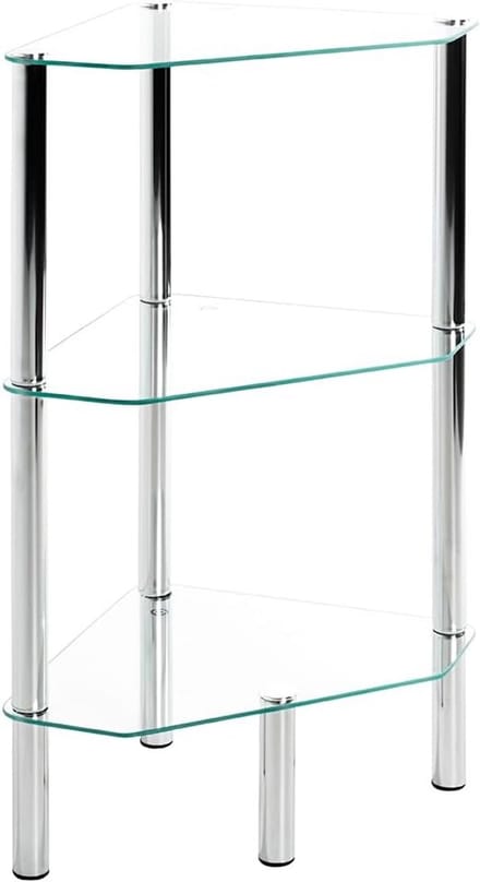 Moderne bijzettafel met veiligheidsglas en chroom afwerking - 45 cm breed