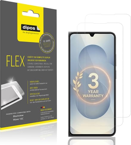 dipos – 2x Beschermfolie geschikt voor Blackview Wave 10C | 3D Full Cover Screenprotector | 100% Passend