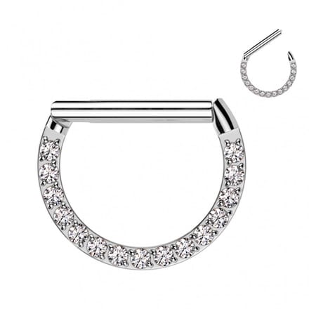 Piercing PVD front facing gemmed style 12x8 - zilver - LMPiercings