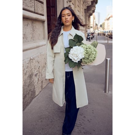 boohoo Dames Oversized trenchcoat met getailleerde taille | Stone | Maat: 8