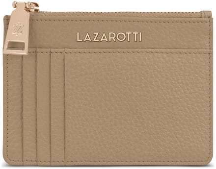 Lazarotti sleutelgeval kaarthouder Bologna Leather Zip Etui 4 Card Slots Bluetooth-Tracker Sand beige