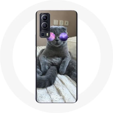 Vivo Y72 kattenhoes met paarse bril