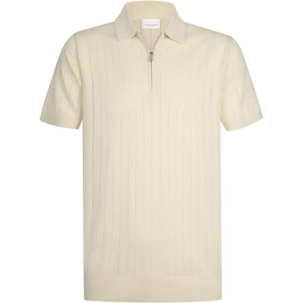 Poloshirt met rits Profuomo normale fit creme