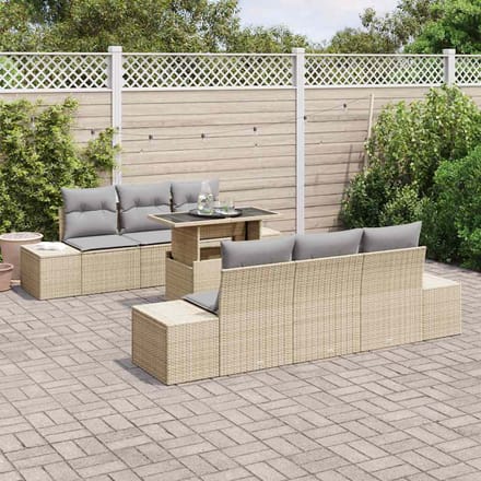 vidaXL - Tuinbank - Set - 7 - st - Beige - en - Lichtgrijs - 100 - x - 55 - x - 73 - cm