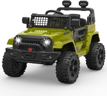 Triumpunpre - Elektrische Kinderauto 12V - Vering & LED - Bluetooth - 2 Snelheden (Groen, 3-8j)