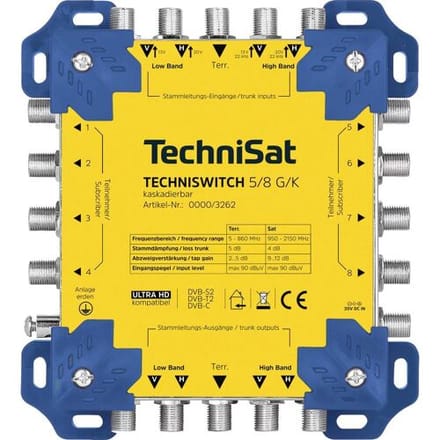 TechniSat TECHNISWITCH 5/8 G/K Satelliet multiswitch Ingangen (satelliet): 5 (4 satelliet / 1 terrestrisch) Aantal gebruikers: 8