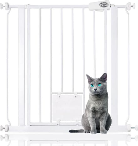 Bettacare Huisdierhek met Afsluitbaar Kattenluik, 75 - 83cm, Wit