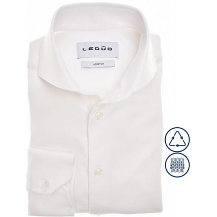 Ledûb Overhemd Slim Solid Color Cotton Stretch Wit / male