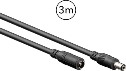 Verlengkabel met DC plug - 3 meter - 5,5 x 2,1 mm - 12V / 24V 3A