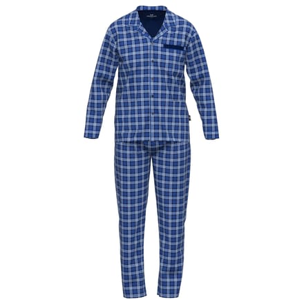 Götzburg heren pyjamaset lang button check blauw II