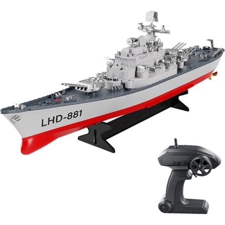 Afstandsbediening Slagschip Afstandsbediening Boot 2.4GHz Waterdicht Groot Formaat Schip Lage Batterij Alarm 1 battery wit