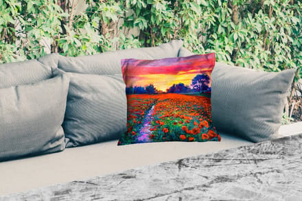 Buitenkussen - Schilderij - Natuur - Bloemen - Olieverf - 45x45 cm - Weerbestendig