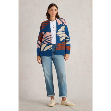 White Stuff Louisa Longline Cardi Blue Multi Taglia: L | Cardigan Outlet | Donna | Blu