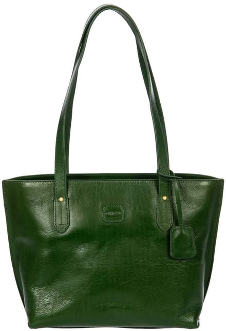 BRIC'S Leren schoudertas shopper Volterra Shopping Pine groen
