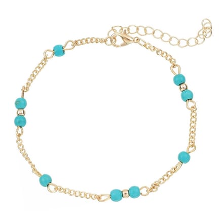 Fako Bijoux® - Enkelbandje - Enkelsieraad - Turquoise - Goudkleurig