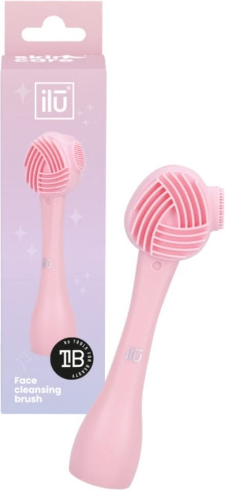 ilu - Silicone Face Cleansing Brush Multi-Textured - Pink