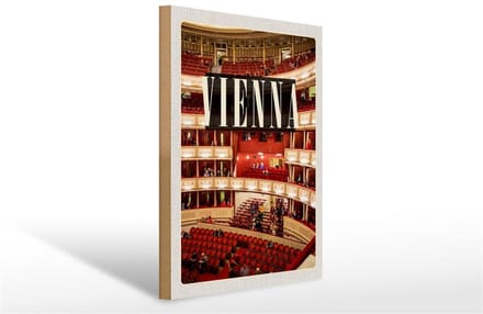Holzschild Reise 30x40cm Wien Österreich Opera Theater Reise