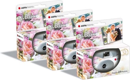 3x AgfaPhoto LeBox Wedding - Trouwdag - Single use camera + flash