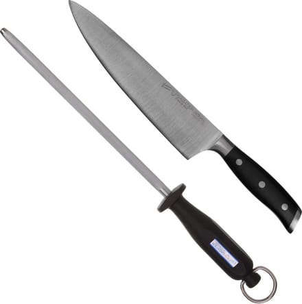 Diamant Sabatier Integra koksmes + aanzetstaal - RVS/POM - 23cm