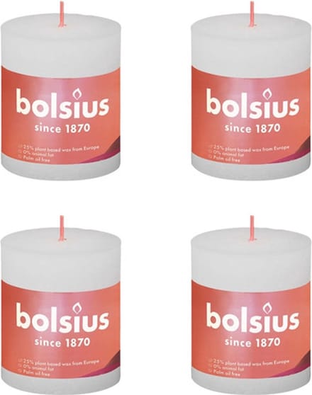 Bolsius Stompkaarsen Shine 4 st rustiek 80x68 mm wolkenwit