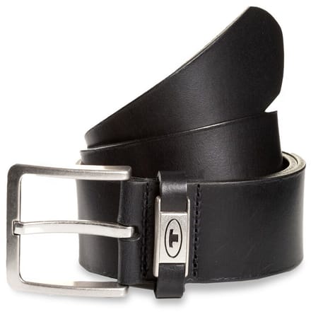 Tom Tailor - TTCOREY leren riem met hoekige gesp - Maat 80 - black uni