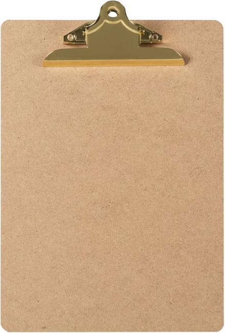 LPC  Klembord - clipboard - hout/mdf/hardboard- A4 -145 mm butterfly klem goud