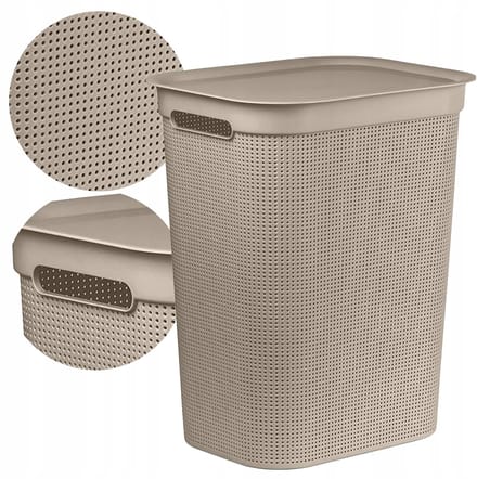 Rotho BRISEN 50L wasmand met deksel - beige kunststof