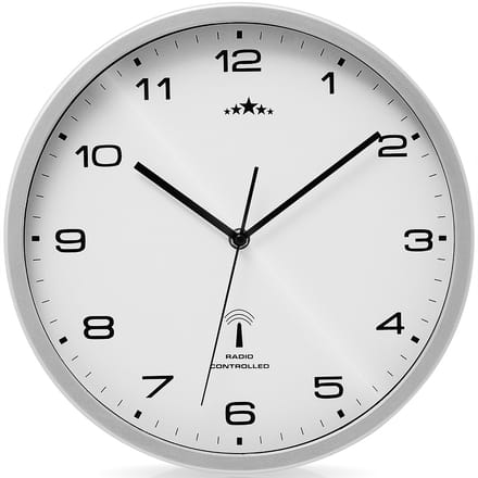 Deuba Wandklok - Radiogestuurd Automatisch Ø 31cm - wit/zilver