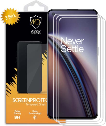 3-Pack MobyDefend Screenprotectors - Geschikt voor OnePlus Nord CE 2 - Case-Friendly Screensaver - Gehard Glas