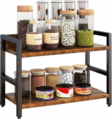Merkloos 2-Laags Kruidenrek - Houten Keuken Organizer