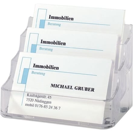 Visitekaartbak Sigel VA130 3 vakken voor 3x70 kaarten 94x85mm hard plastic transparant