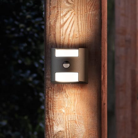 Philips Grass - sensor wandlamp in antraciet met LED licht