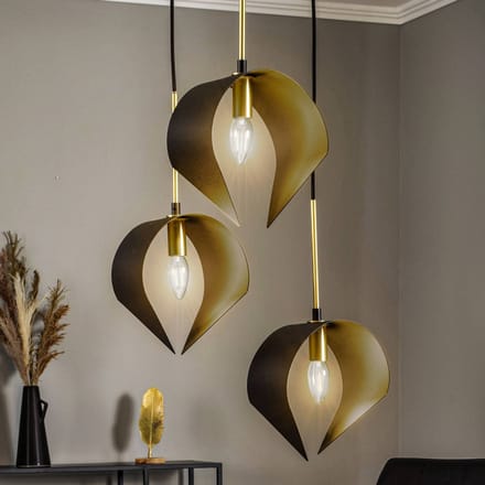 Lucande - hanglamp - 3lichts - Staal - E14 - zandzwart
