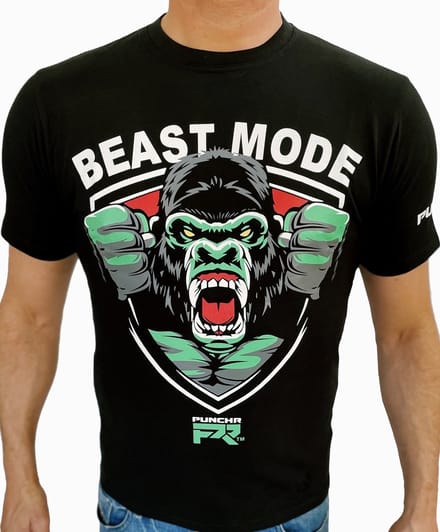 Beast Mode T-shirt Zwart Wit Groen - S