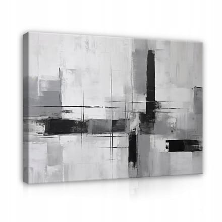 WALLARENA - Canvas schilderij - 60x40 cm - grote moderne abstracte muurdecoratie in grijs