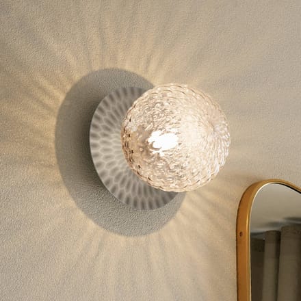 Nuura Liila 1 Wand-/ Plafondlamp Zilver & Helder Glas Medium
