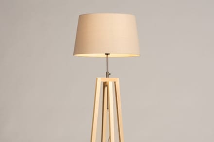 Lumidora Vloerlamp 31125 - LILLE - E27 - Beige - Naturel - Hout - ⌀ 45 cm