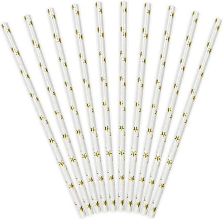 PartyDeco - Rietjes Sterren Goud (10 stuks)