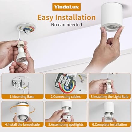 6 x Witte Plafondspot - Verstelbare Wandlamp met Fitting GU10 - LED Design - Aluminium Ronde Downlight