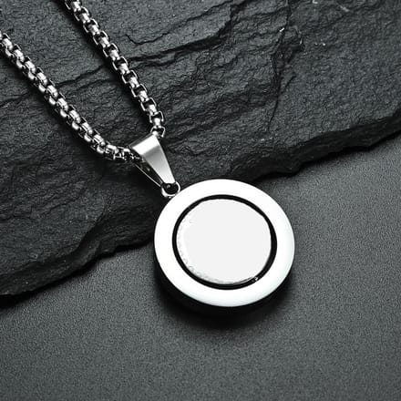 Collier circulaire rotatif avec pendentif personnalisé en acier inoxydable black