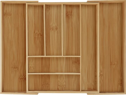 bestekbak uitschuifbaar - bamboe - 35 - 57,5 cm - bestek organizer keukenlade
