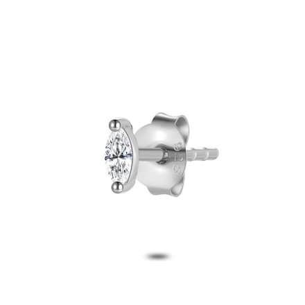 Twice As Nice Oorbel in zilver per stuk, ellips steentje