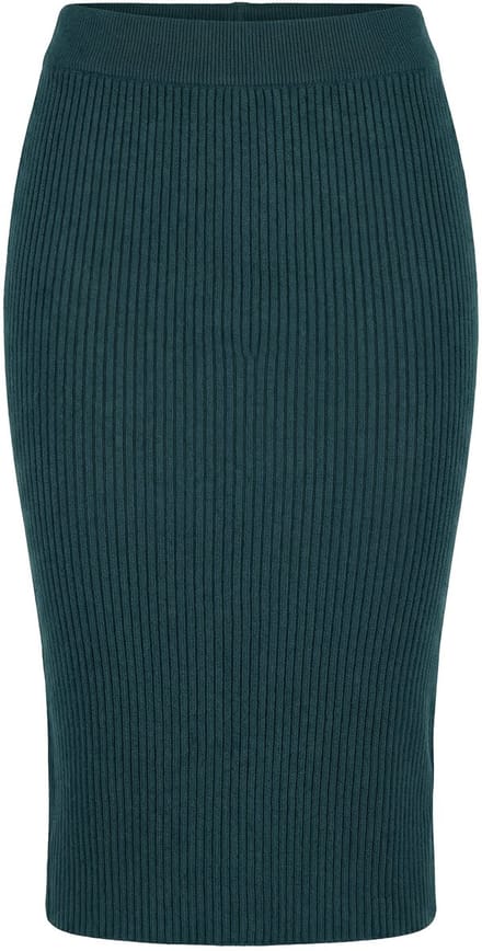 Studio Untold - Dames - Gebreide rok Slim Fit midi-lengte elastische tailleband - Donkergroen - Maat 46+