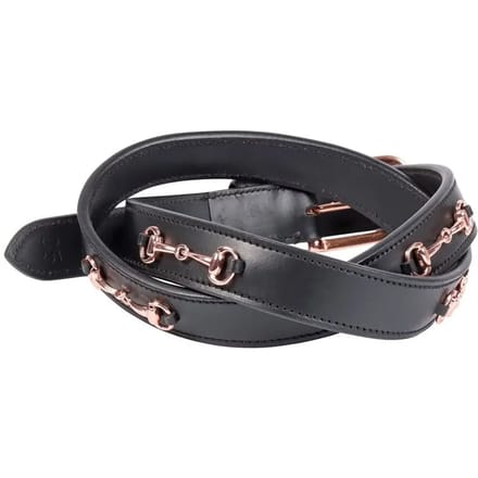 HARRY'S HORSE RIEM LEDER ROSEGOLD BIT Zwart