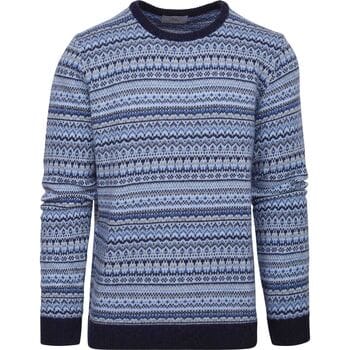 Suitable Prestige Fair Isle Pullover Blauw - Maat L - Heren - Sweater