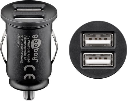 Goobay 15,5 W Dubbele USB autolader, 15,5 W max. 3,1 A (12/24 V) 2 x USB